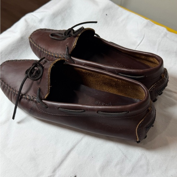 Minnetonka Size 10 Genuine Leather Rich Brown Slip On Driver Loafer Shoes main image 4